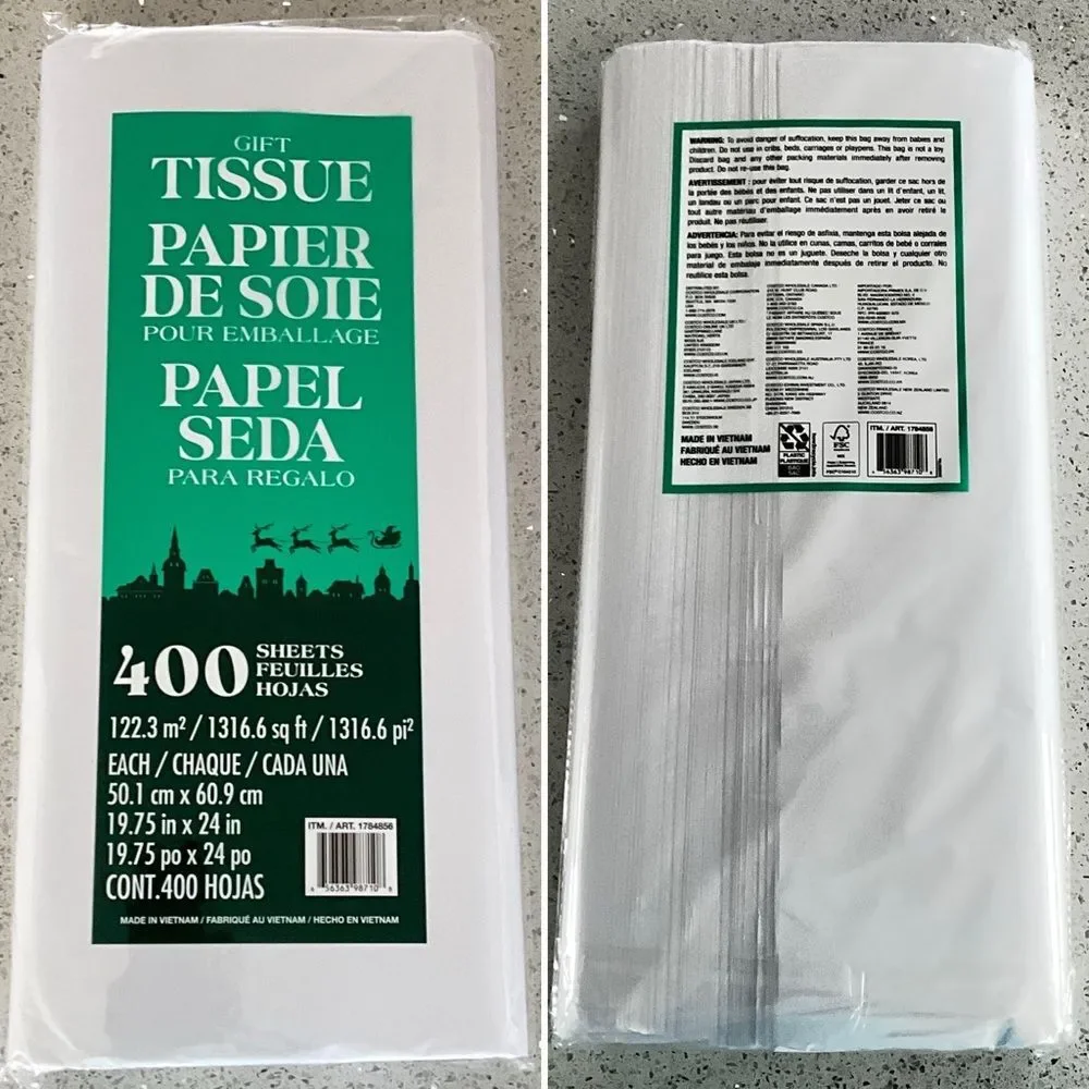 Kirkland Signature Gift Tissue Paper 400 Sheets White